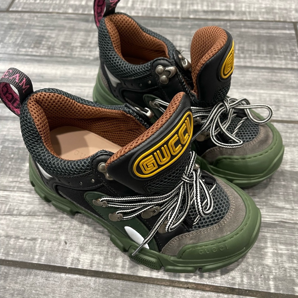 Gucci Flashtrek Green Low-Top Sneaker N3210 Men's Size 34.5 - Picture 3 of 15